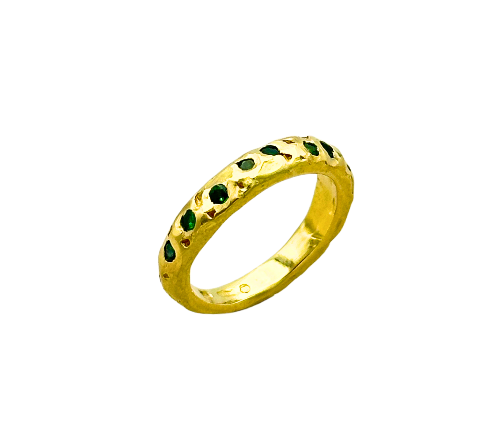 anello crateri lunari in oro con tsavoriti