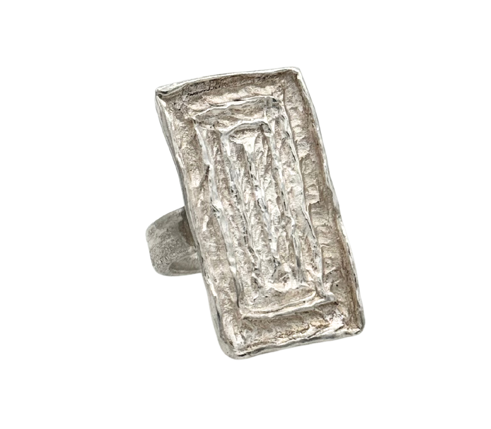 Anello scultura rettangolare