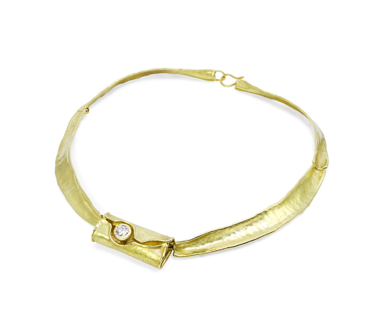 collier one bamboo con diamante solitario