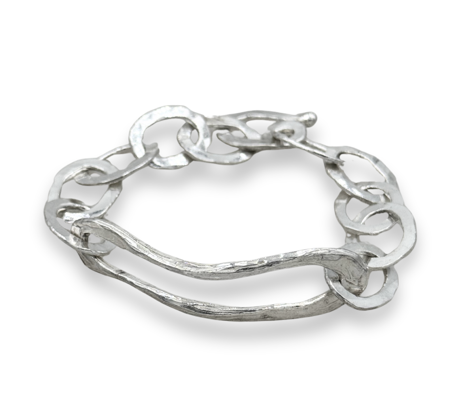 bracciale argento ovali allungati