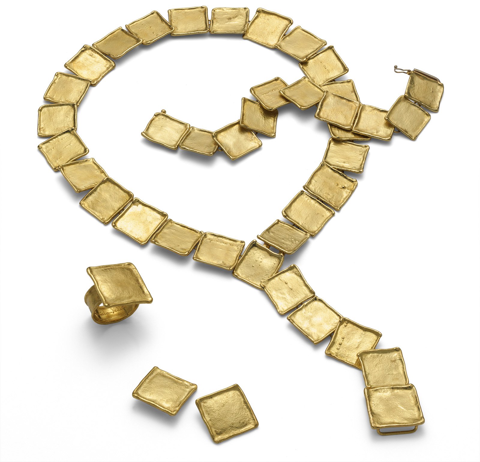 parure Mosaico in oro, lavorata a mano