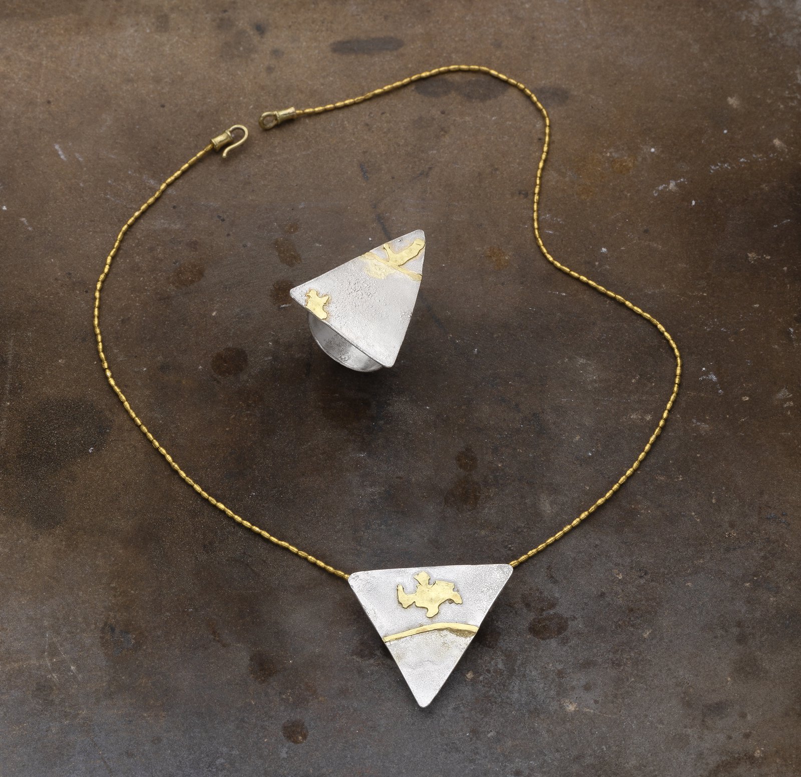 pendente e anello kintsugi