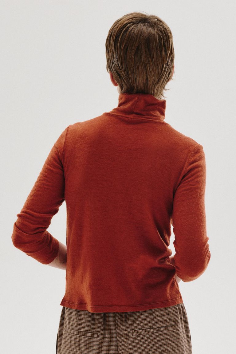 Wool jersey high-neck T-shirt
