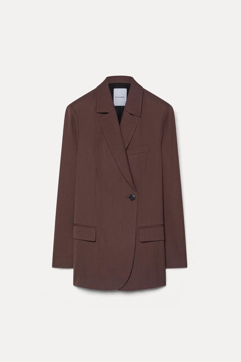 Technical wool gabardine double-breasted jacket