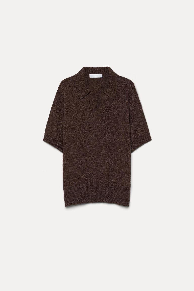 Polo in maglia di lino e cotone ebano