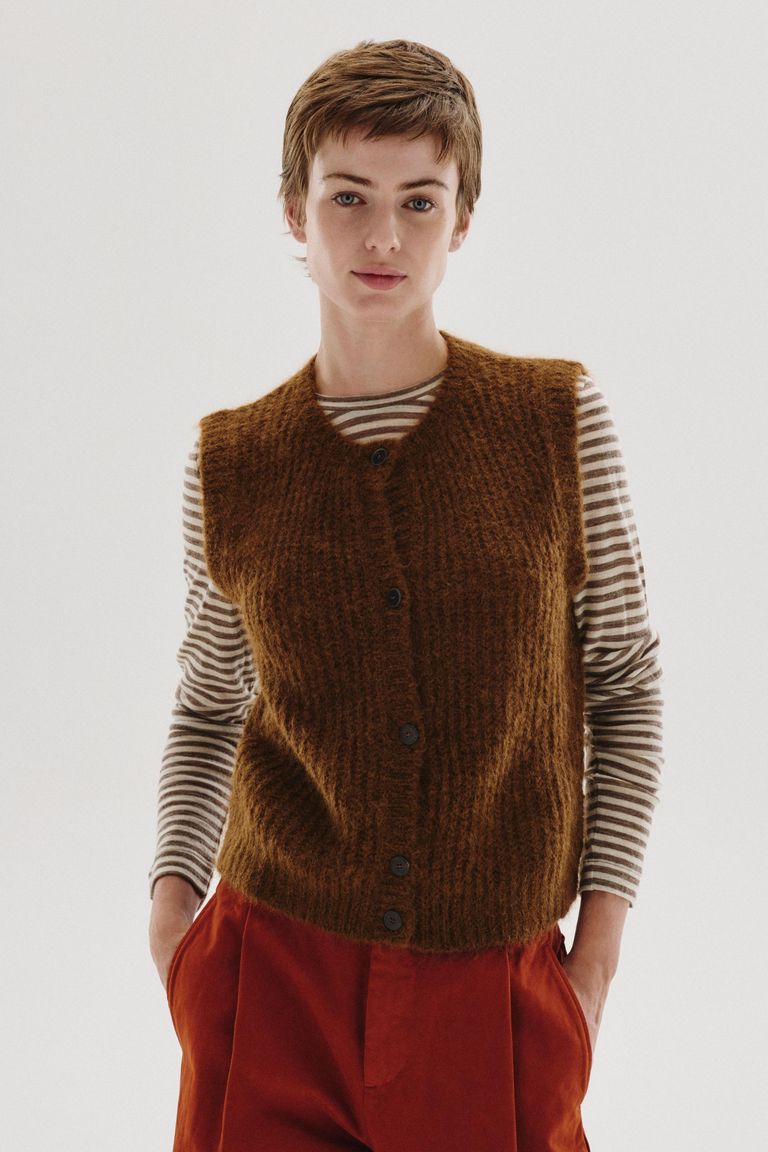 Mohair sweater vest gianduia