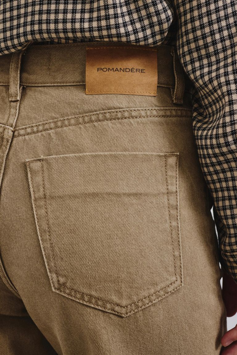 Straight-leg 5-pocket trousers in washed cotton-lyocell bull