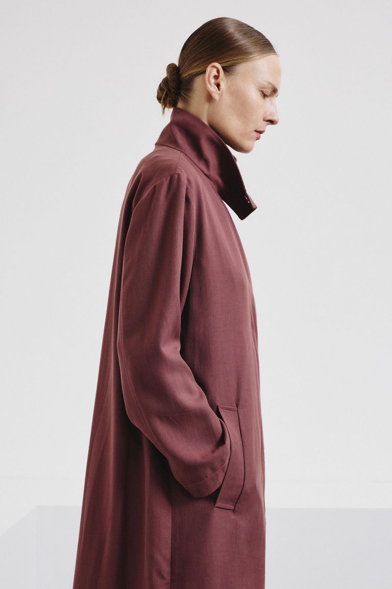 Fluid twill tencel coat mauve