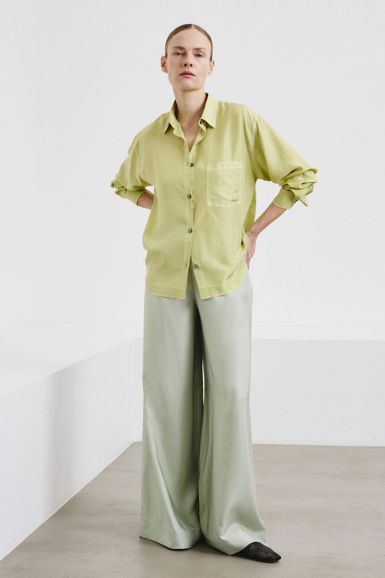 Silk habutai shirt wasabi