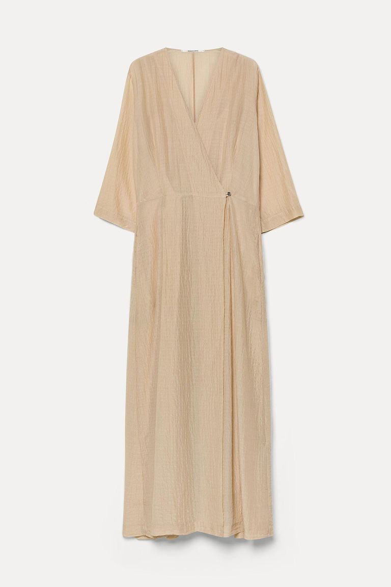 Cotton and silk crinkled voile dress rope