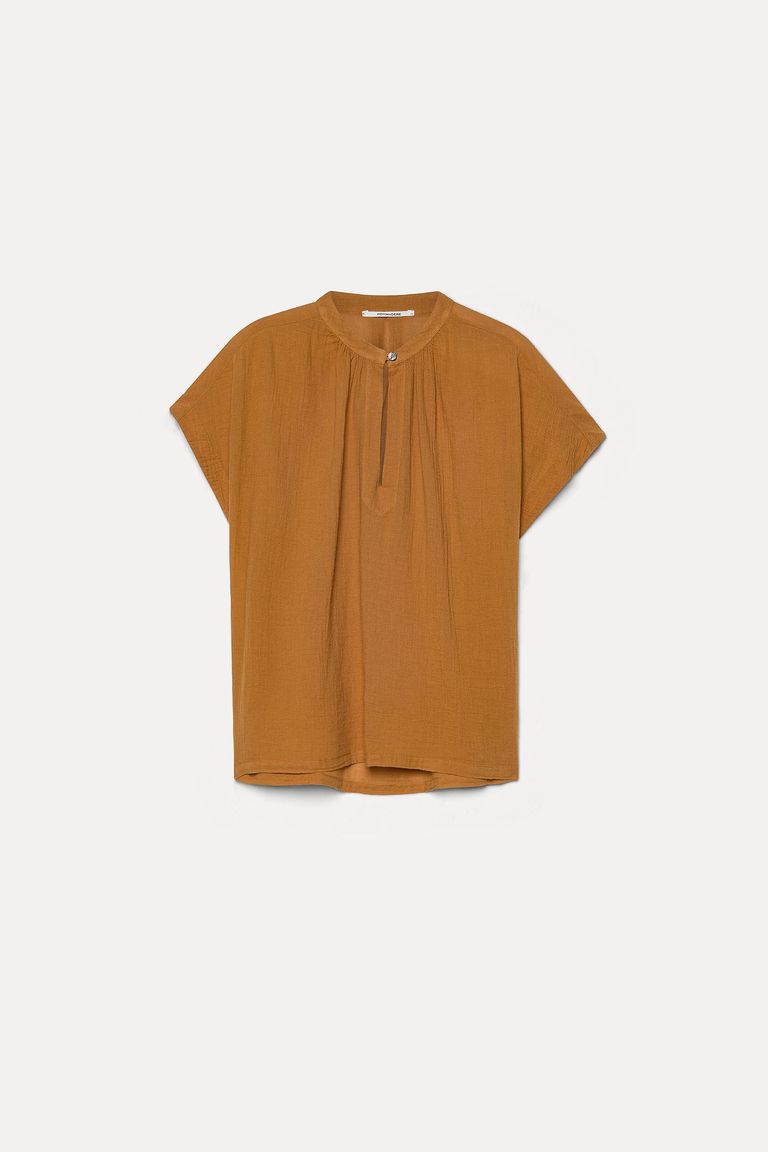 Organic cotton crepe gauze top apricot