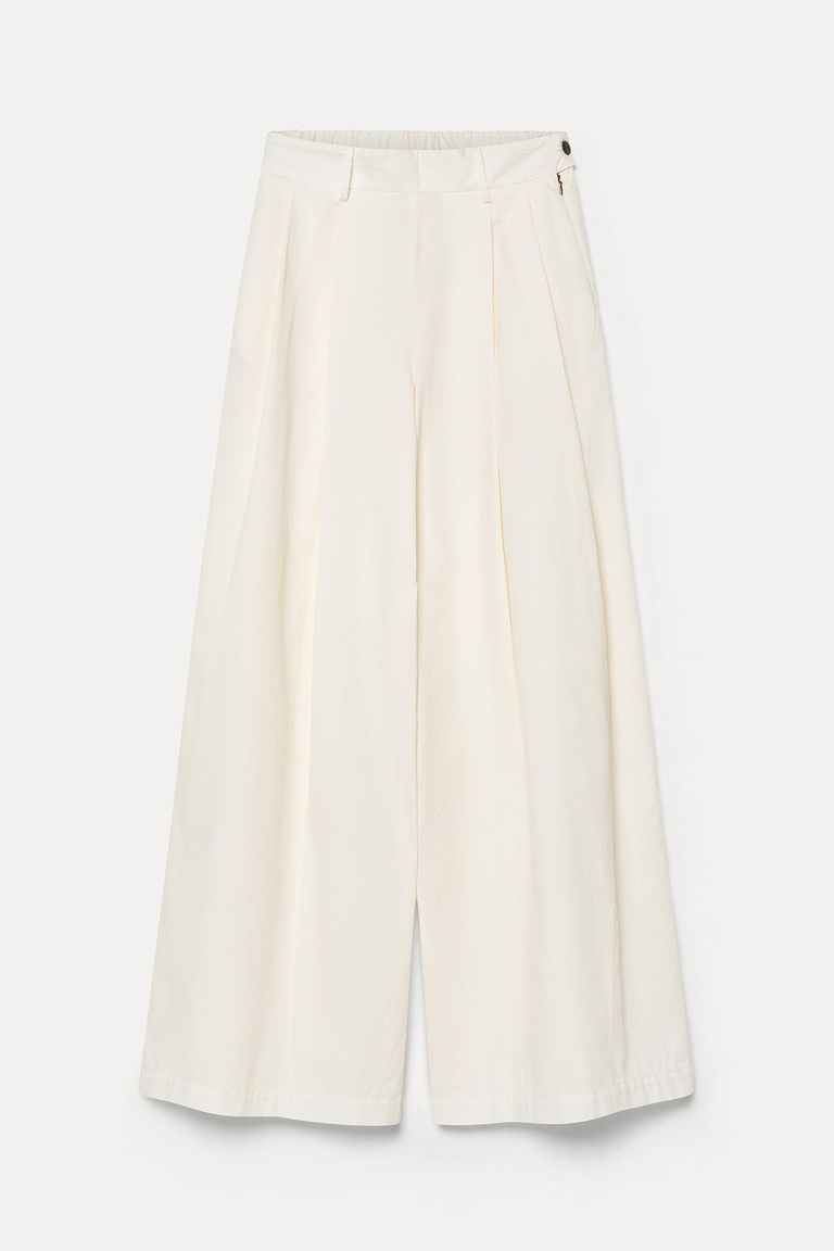Wide-leg trousers in cotton gabardine
