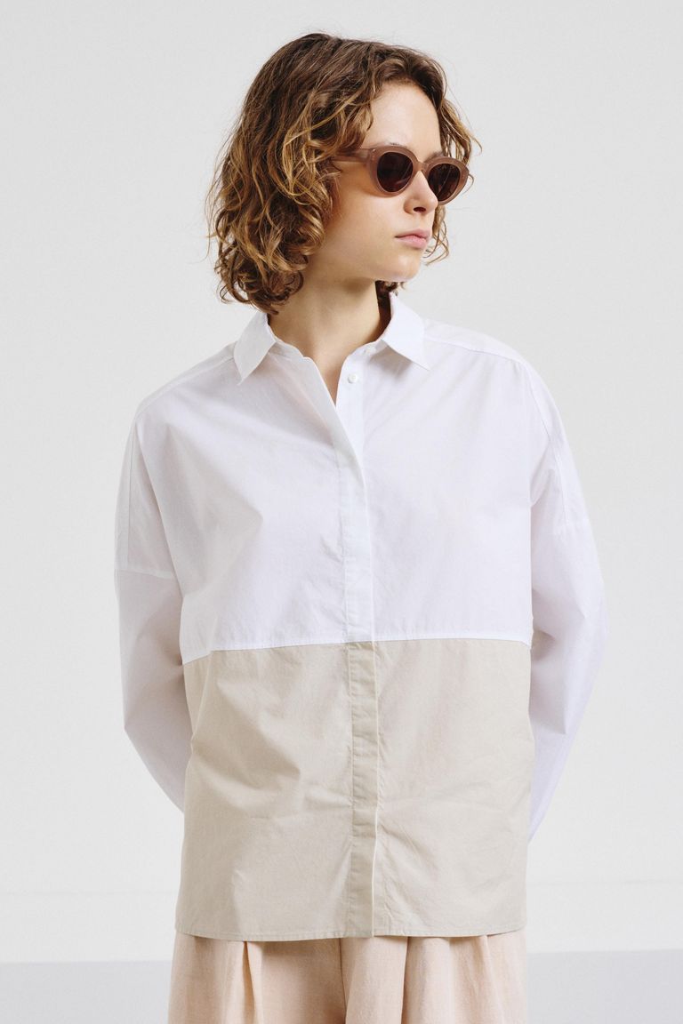 Color-block poplin shirt