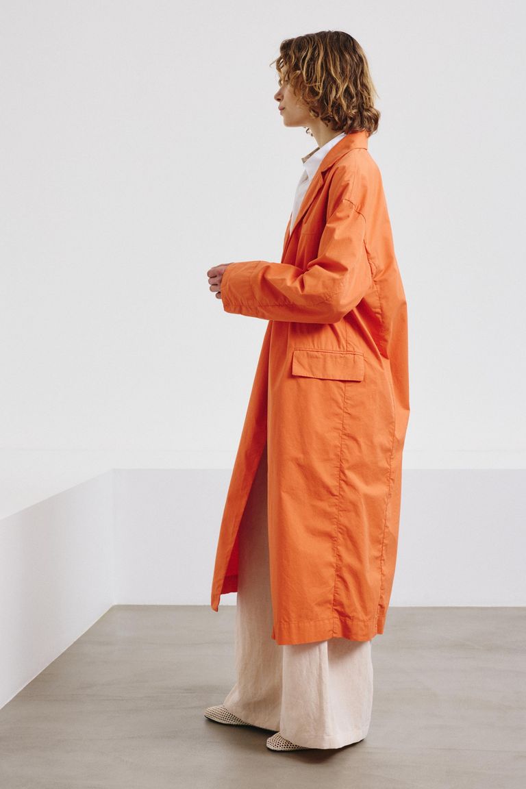 Cotton gabardine coat lobster