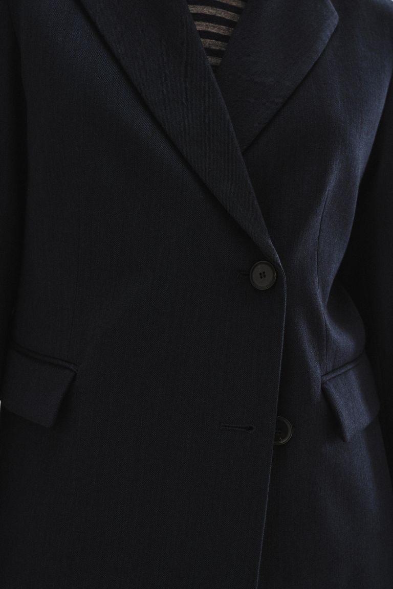 Mélange cotton and wool flannel jacket dark blue