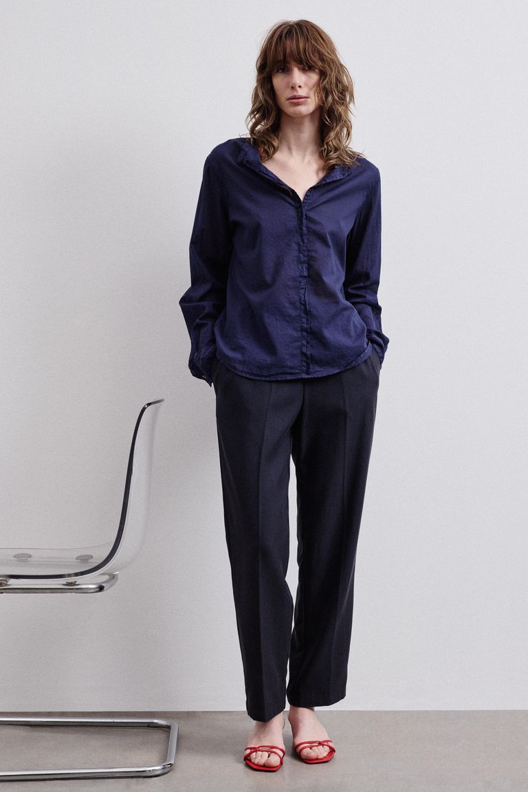 Camicia in mussola di cotone blu notte