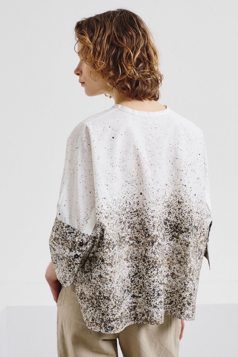 Printed poplin shirt dove grey