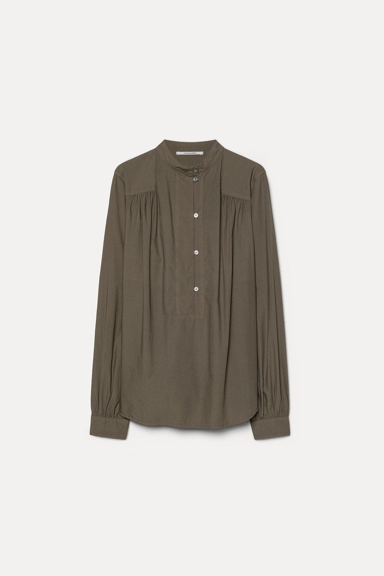 Cotton poplin polo-style shirt
