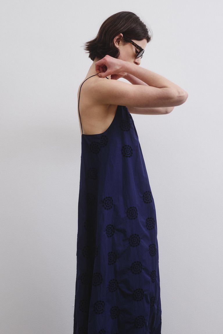 Cotton broderie anglaise dress midnight blue