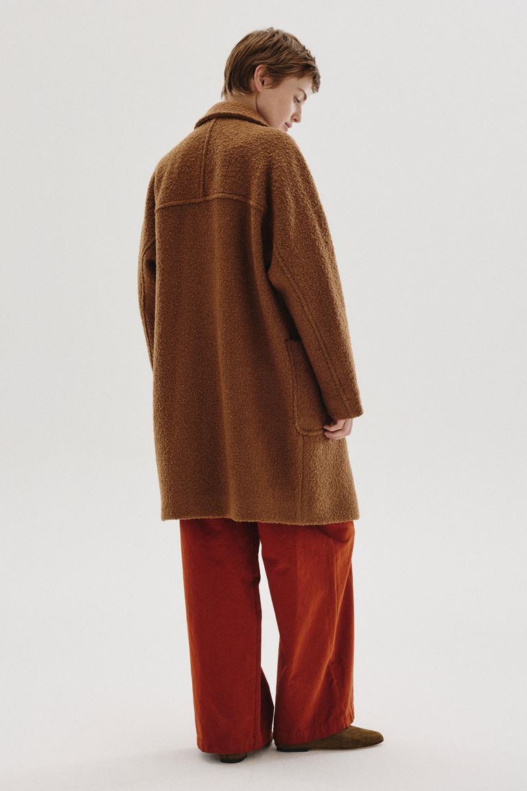 Oversized virgin wool bouclé cloth coat