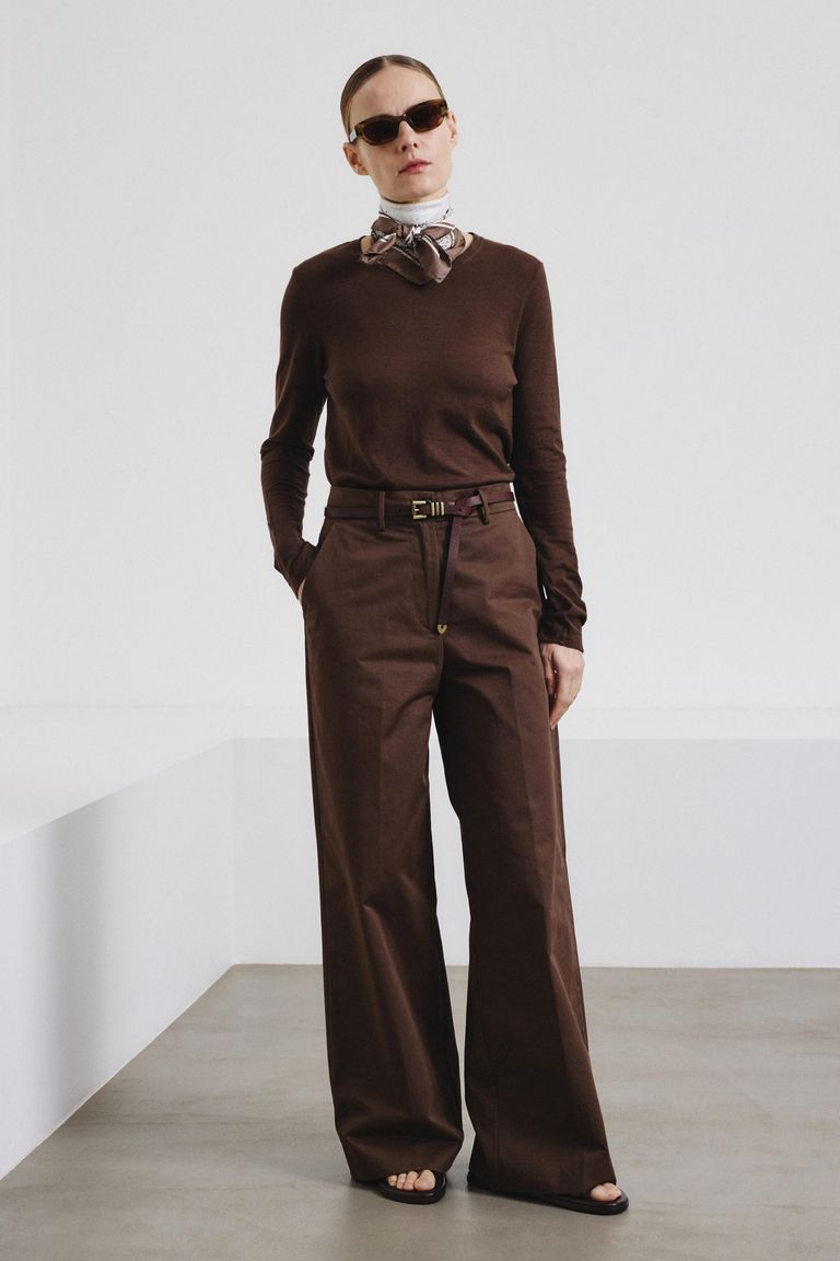 Long-sleeve T-shirt in linen and cotton jersey ebony