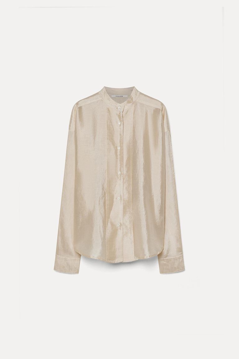 Linen, viscose and silk shantung shirt