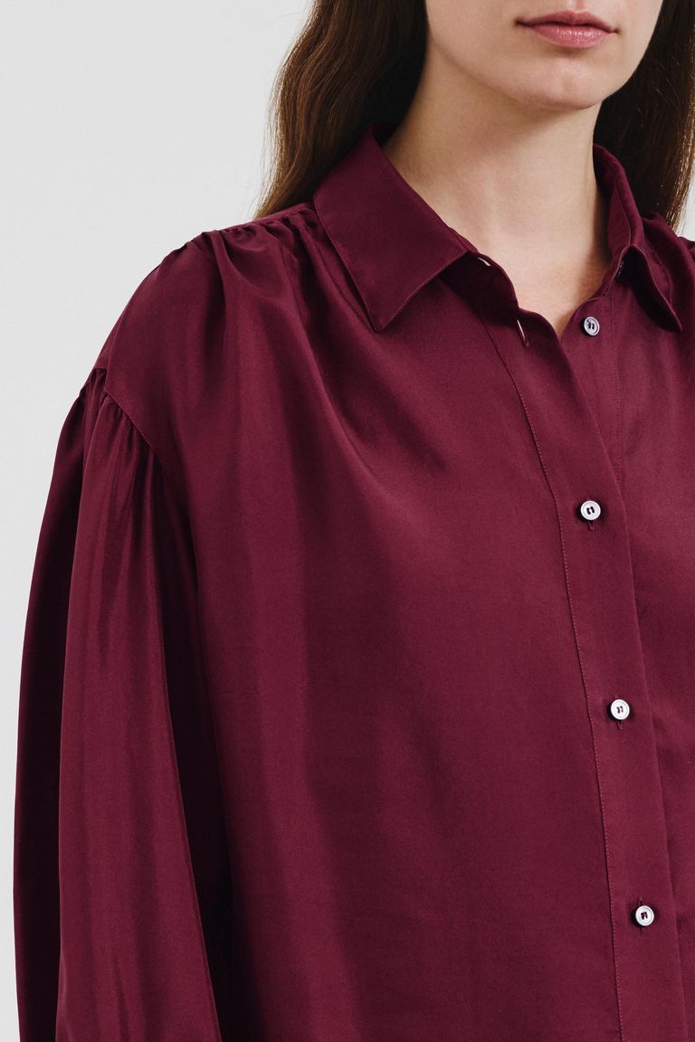Silk twill shirt burgundy