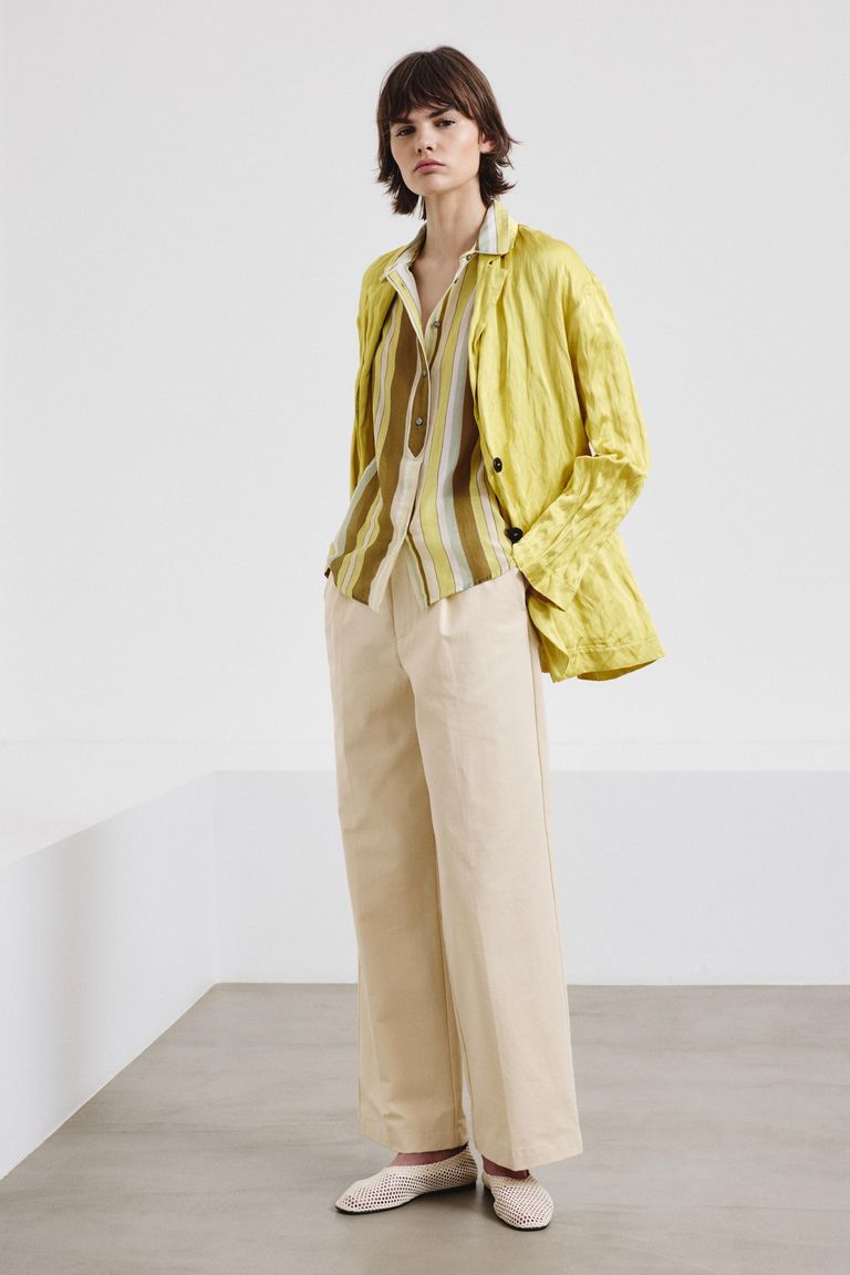 Striped cotton and silk chiffon shirt topaz
