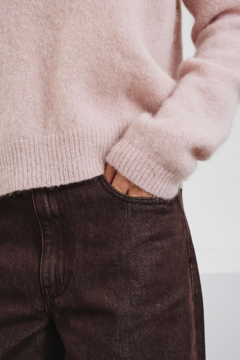 Crewneck mohair sweater antique pink