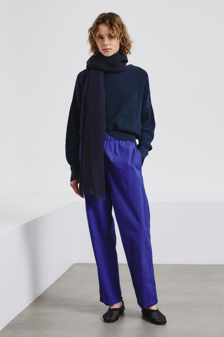 Cotton gabardine jogging trousers royal blue