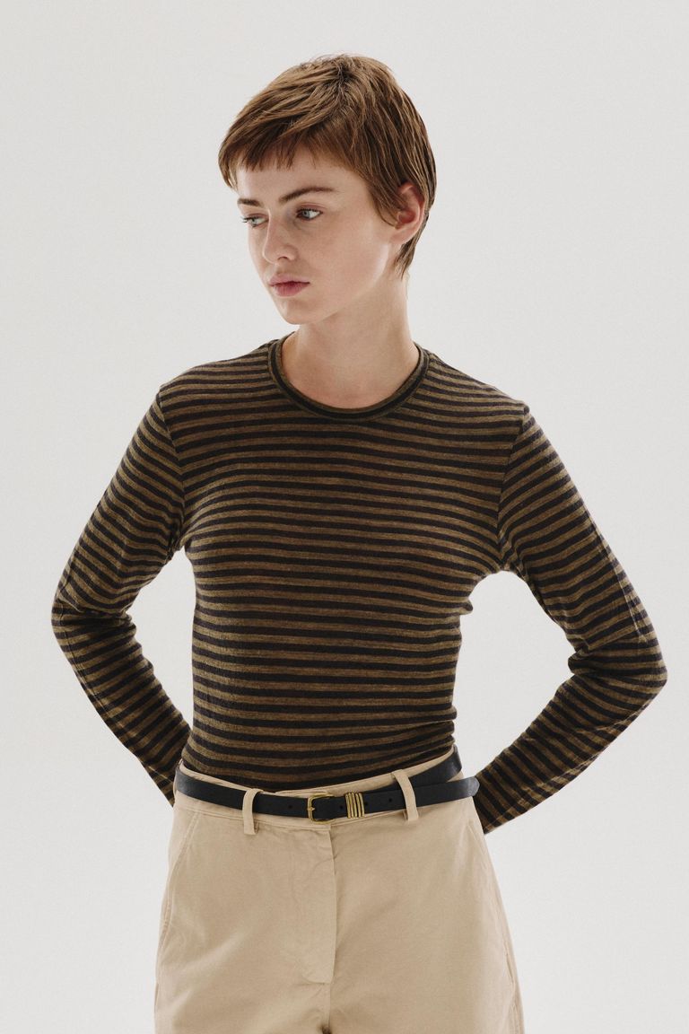 Striped wool jersey T-shirt
