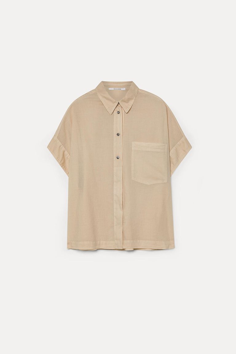 Sleeveless shirt in cotton muslin
