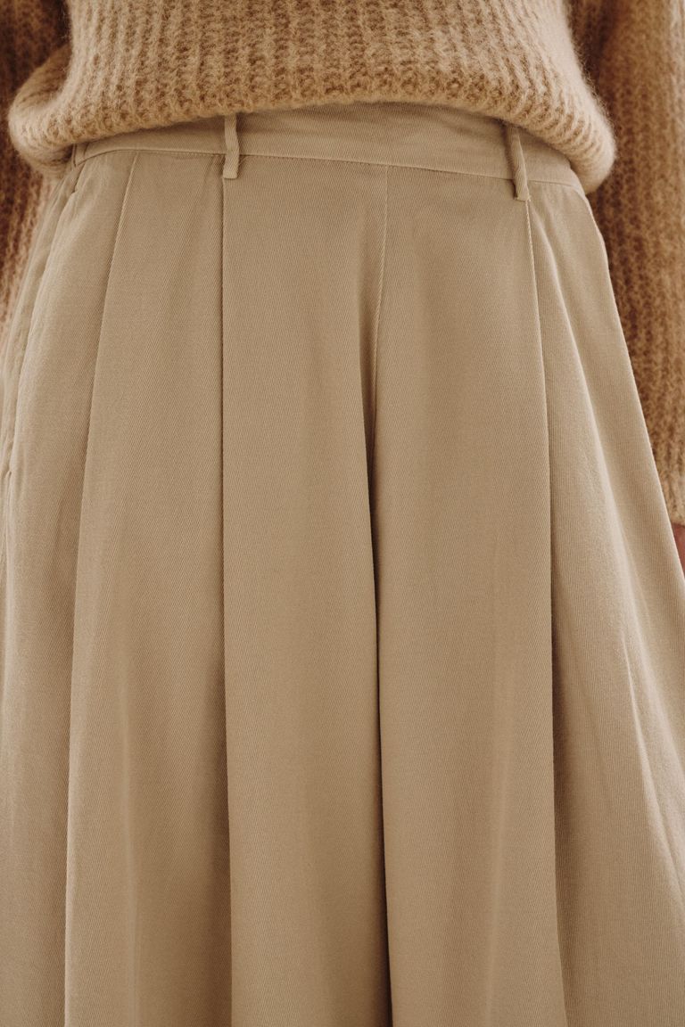 Wide-leg cotton and wool flannel trousers