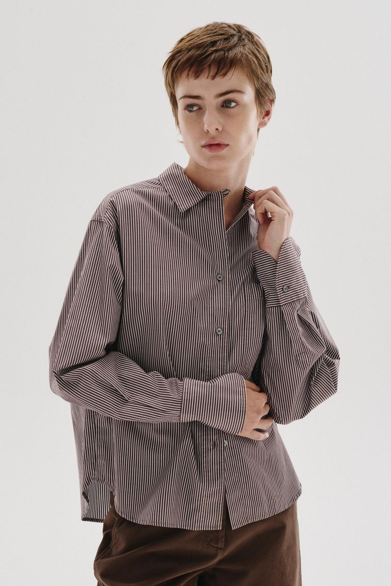Chemise en popeline rayée