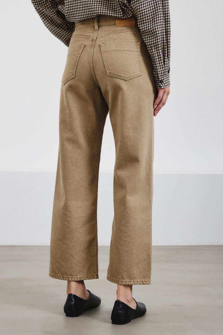Straight-leg 5-pocket trousers in washed cotton-lyocell bull