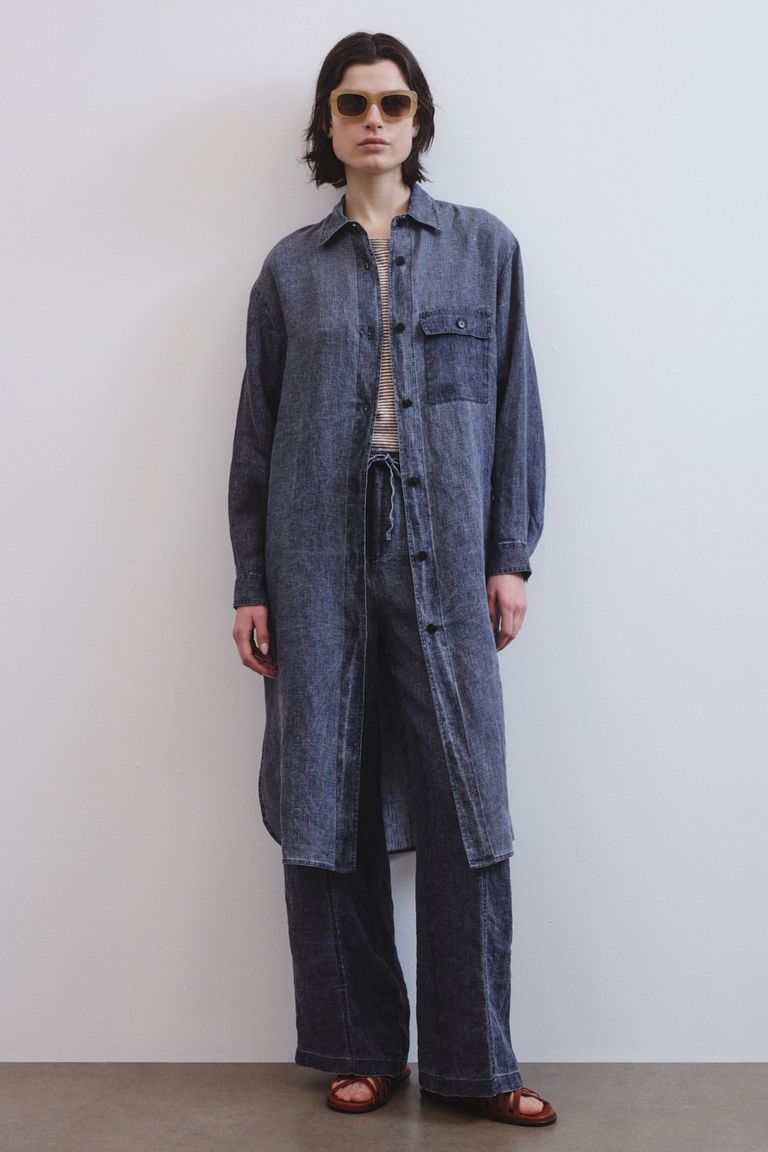 Robe chemisier en gaze délavée