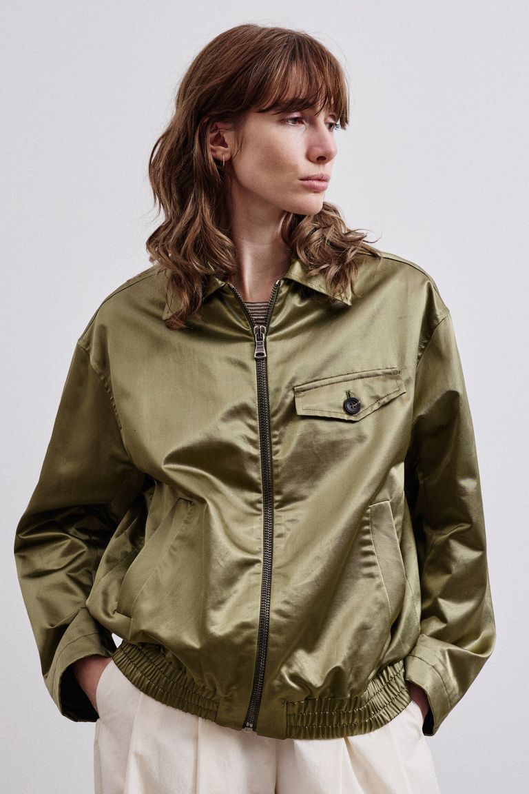 Cotton and viscose satin jacket