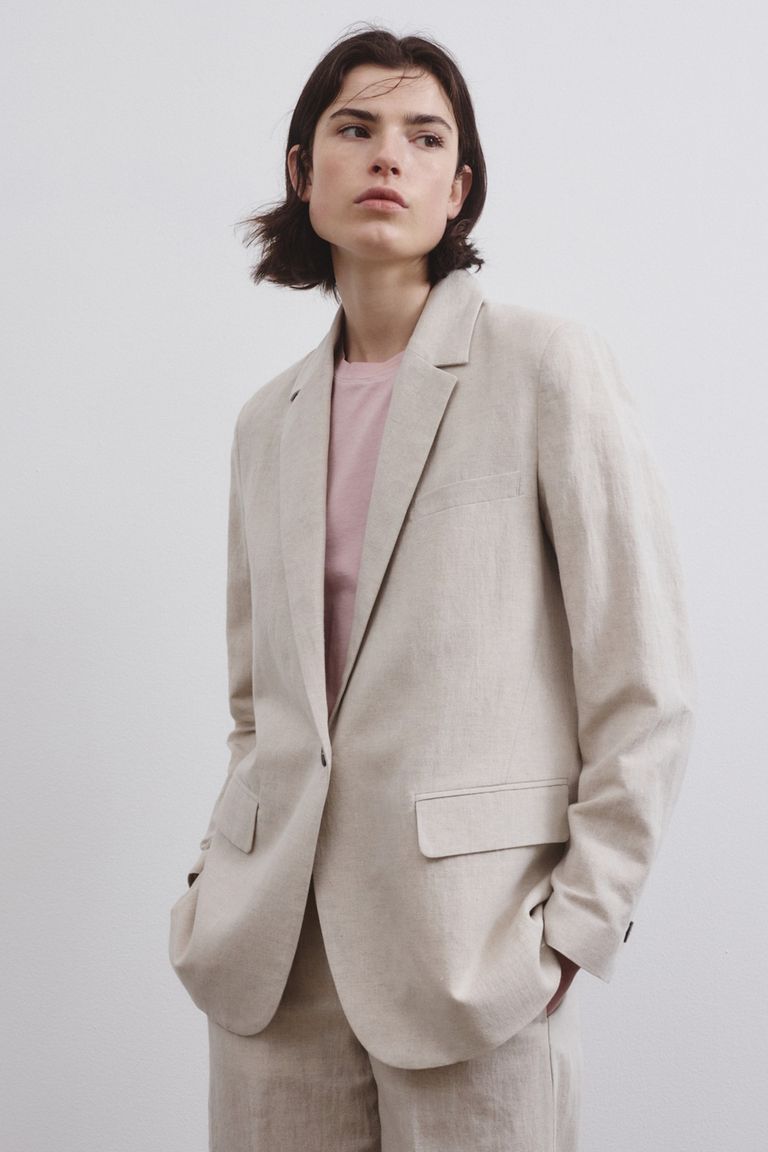 Veste en twill de coton et lin