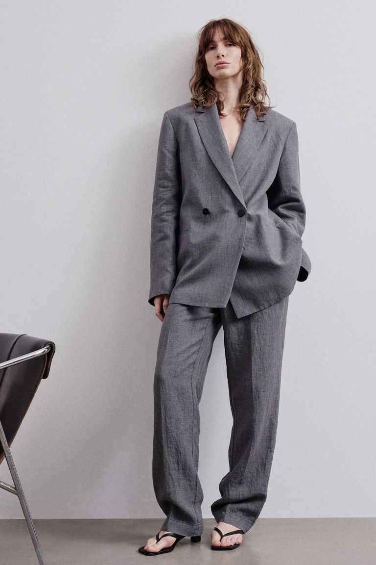 Pied-de-poule linen jacket