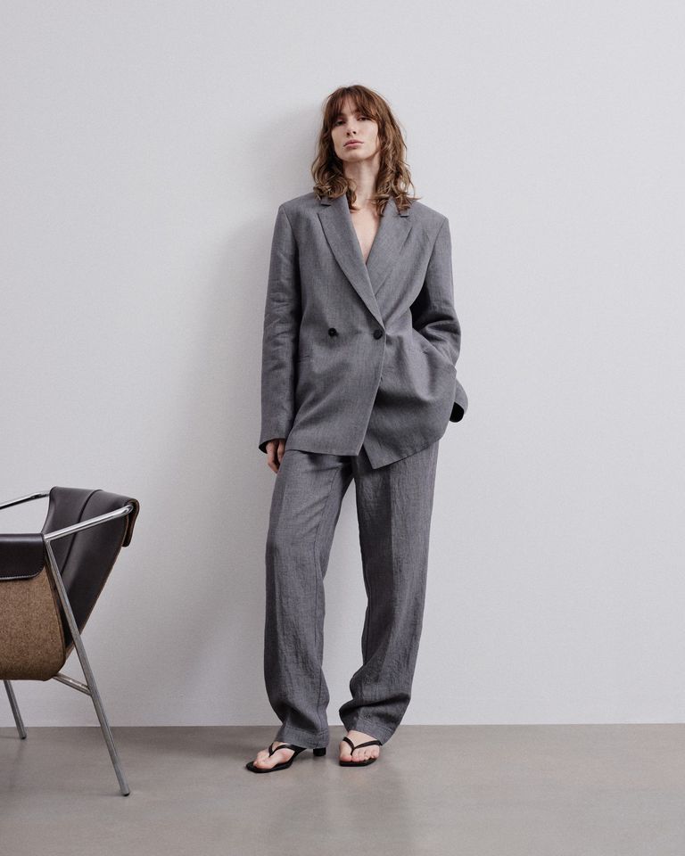 Pied-de-poule linen jacket