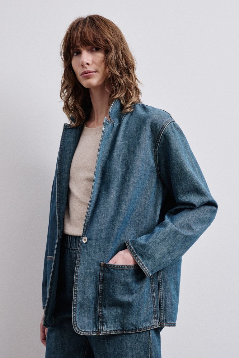 Giacca in denim indigo-green