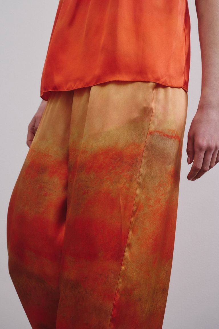 Pantalone in raso stampato