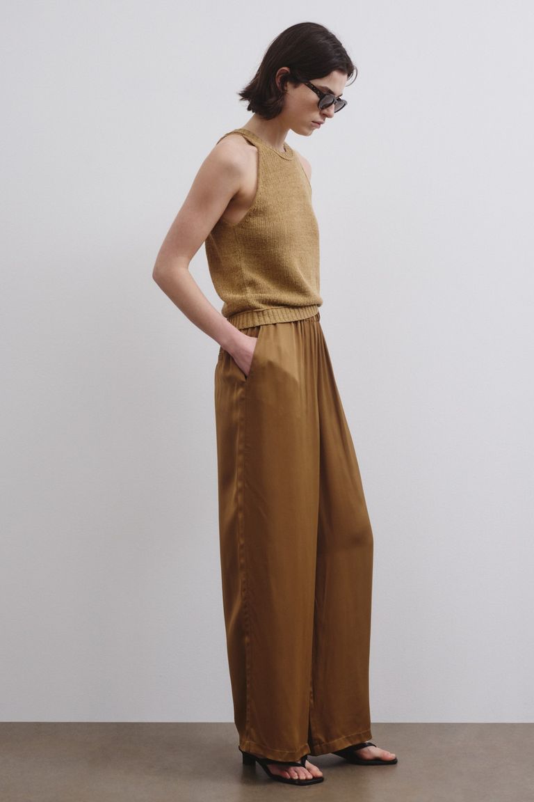 Fluid viscose satin trousers