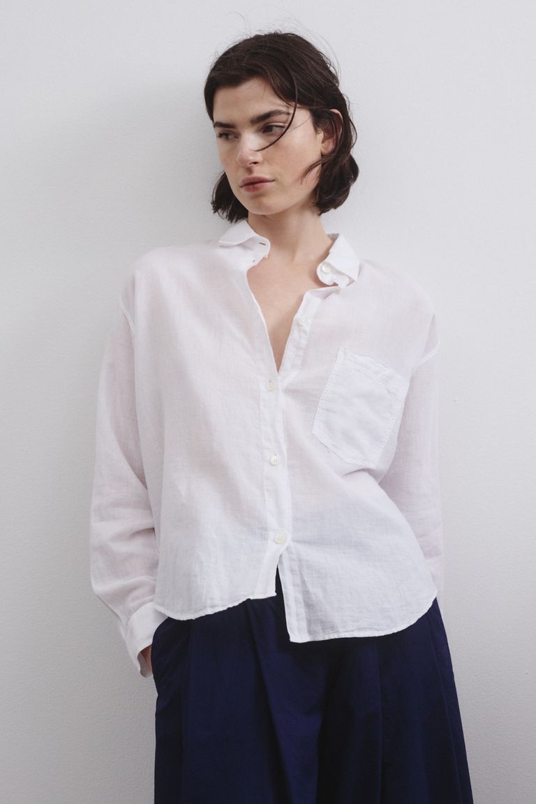 Chemise iconique en gaze flammée de coton et lin