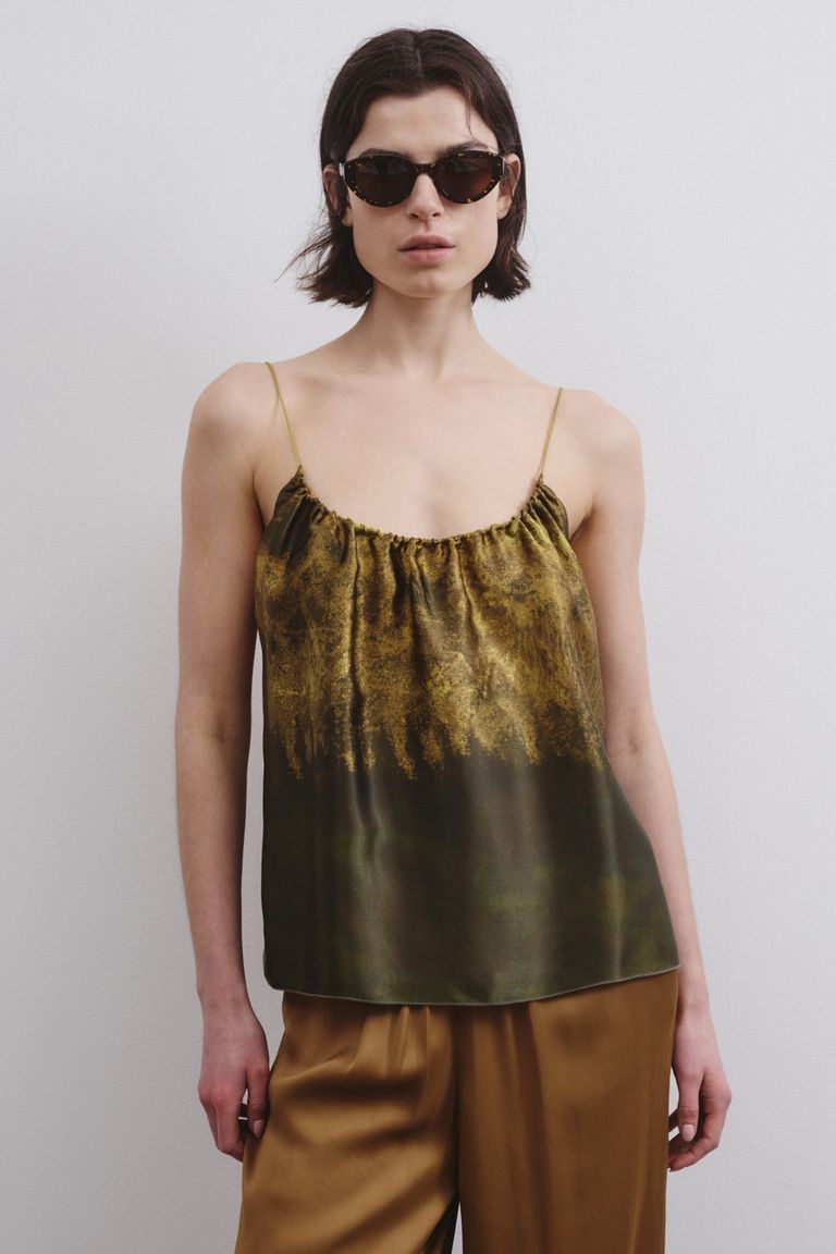 Printed satin top