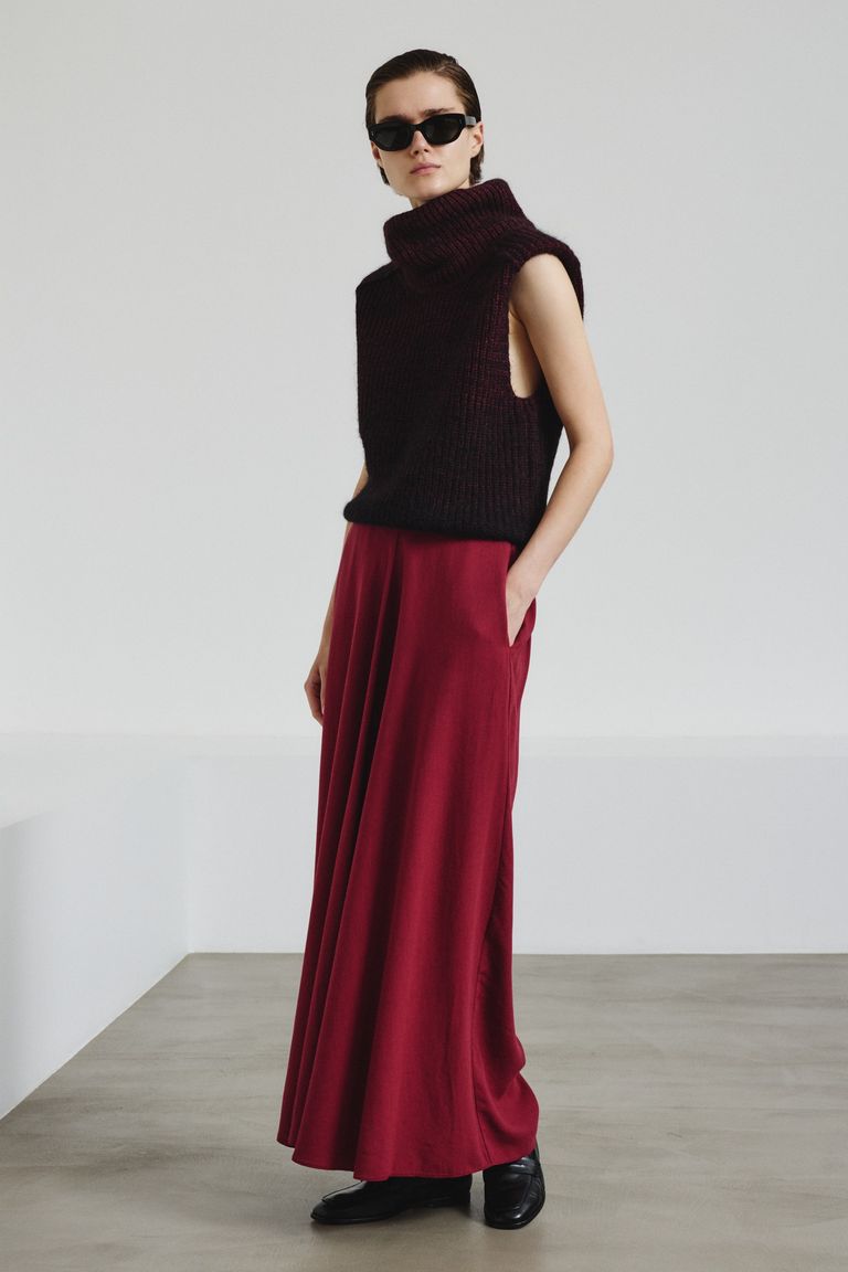 Crepe flannel skirt