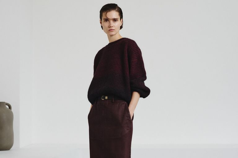 Gradient English rib crew neck sweater
