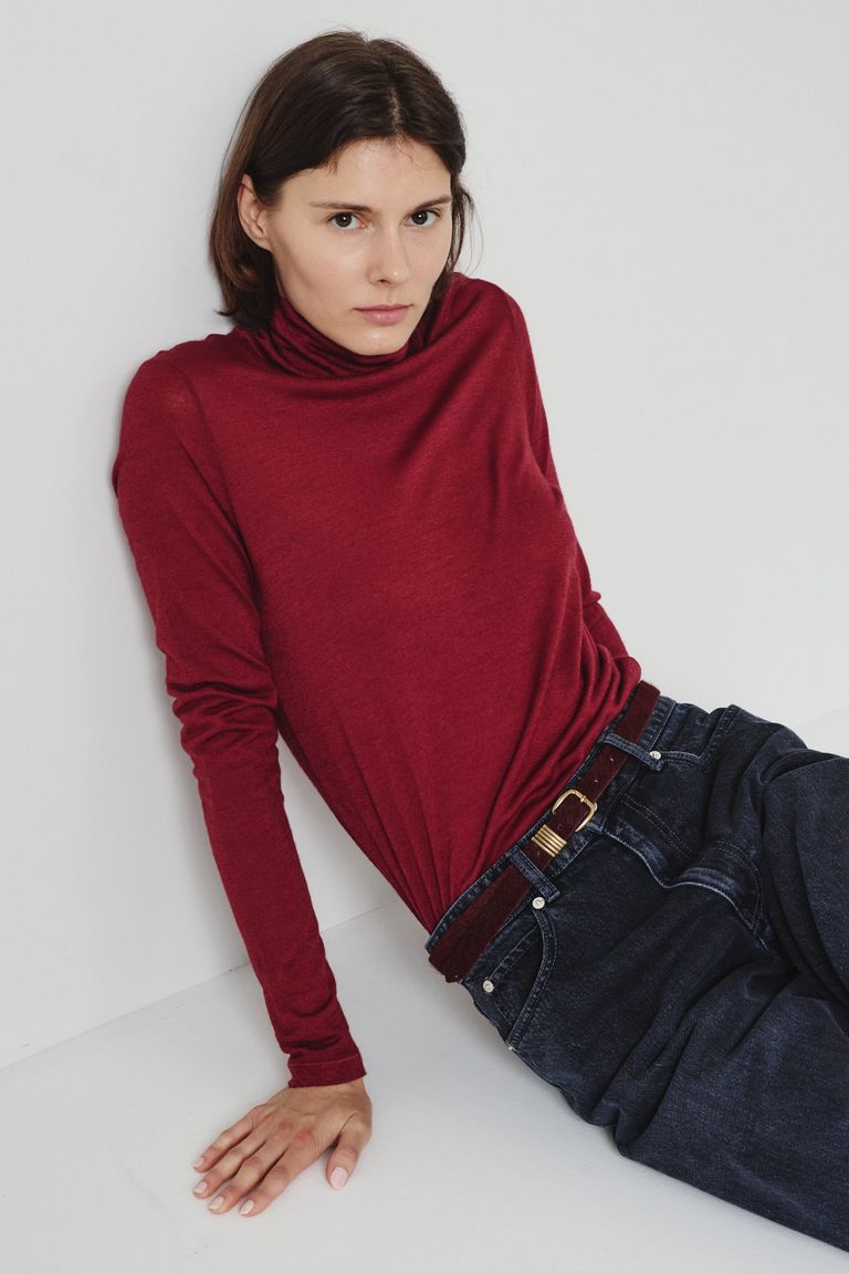 Wool jersey turtleneck