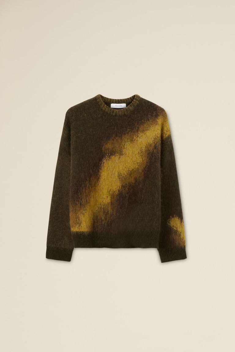Jacquard mohair crewneck sweater