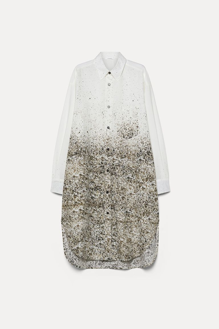 Robe-chemise imprimée en popeline